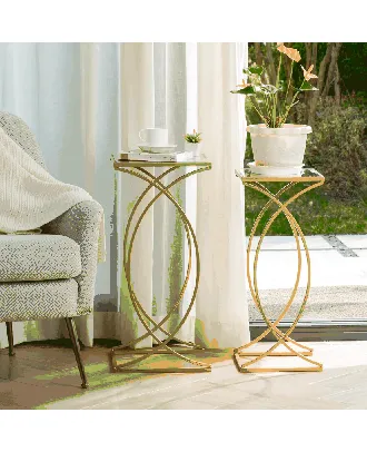 Side table, Two pieces, Golden - S126