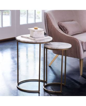 Coffee table, Two pieces, Gold*White - S15