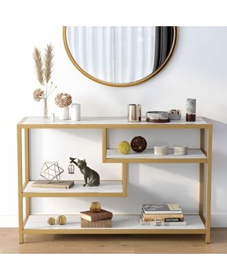 Consol, 90x30x100cm, Gold*White - S24