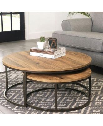Center table, two pieces, Black*Brown - S44
