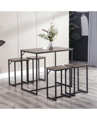 Table with 4bar chairs, Brown*Black - S58