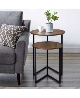 Side table, two pieces, Black*Brown - S65