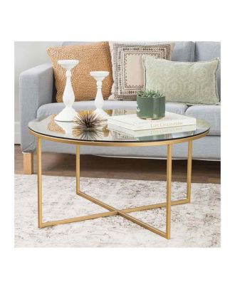 Coffee table, Metal*glass, Golden - S69