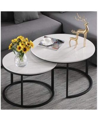 Coffee table, Metal*Marble, Black*White - S71