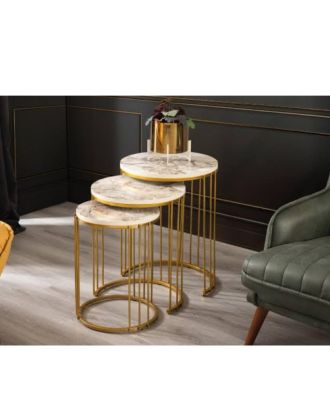 Tablet set, 3piece, Metal, Golden - S74