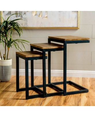 Coffee table, Metal*MDF, Brown - S83