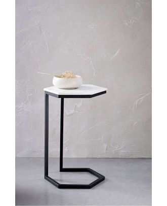 Side table, Metal*Karara marble, White*Black - S86