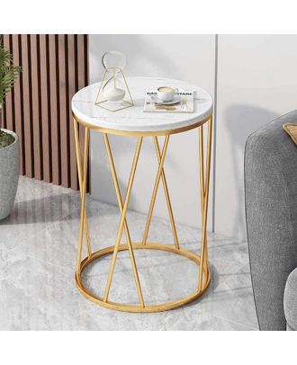 Side table, Metal, White*Golden - S89