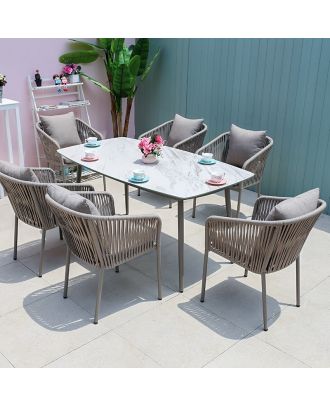 Outdoor furniture set 7 pieces, Gray - SH116