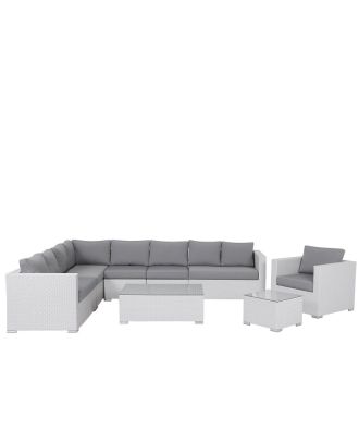 Outdoor set 2 sofas, 2 tables and chair, White - SH-136