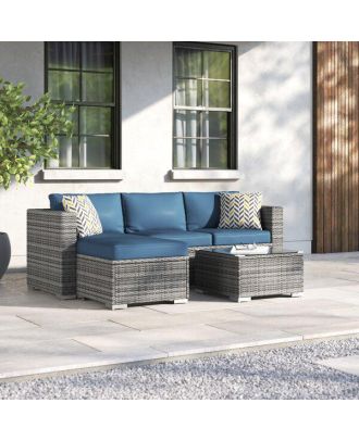 Outdoor set - sofa, 2 pouffes - and table SH163
