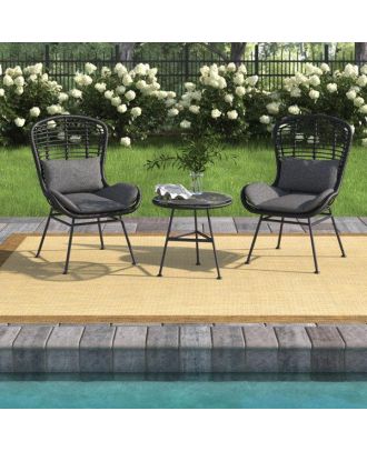 2 chairs and table - Black - SH169