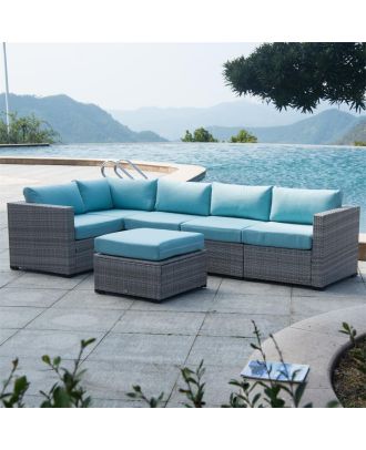 Outdoor set L-shape with puff - gray - SH61