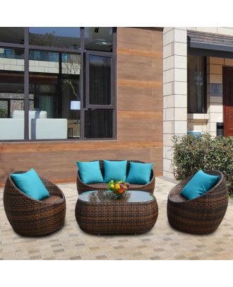 Outdoor furniture set 4 pieces, Brown*Beige - SH67