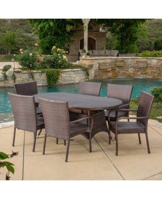 Outdoor furniture set 7 pieces, Brown - SH82