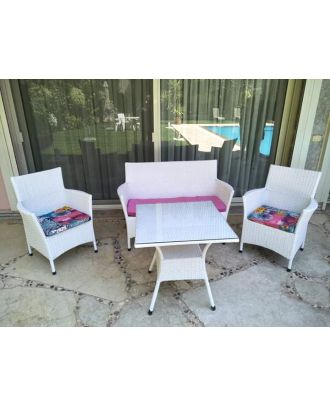 Outdoor Furniture Set 4 Pieces, White - SH89