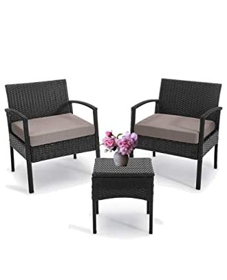 Outdoor furniture set 3 pieces, Black - SH92