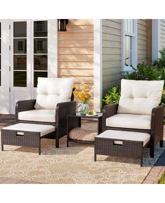 Outdoor Furniture Set 5 Pieces, Brown*Off White - SH99