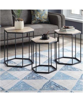 طقم ترابيزات 3 قطع - اسود - ST03