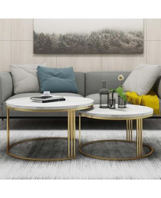 Coffee table set, gold*white - st105
