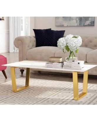 Coffee table, Gold/White - st114