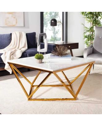 Coffee table, Gold/White - st134
