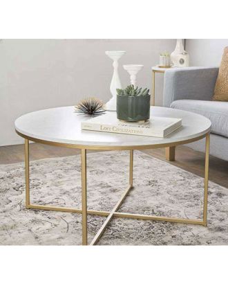 Coffee table, Gold/White - st136