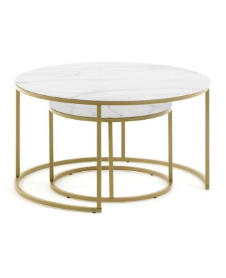 Coffee table set, Gold/White - st13