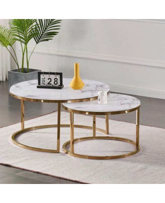 Coffee table set, Gold*White - st14