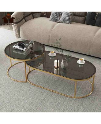 Coffee table set, 2 piece, Gold - st152