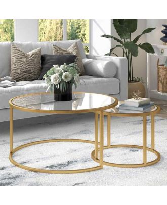 Coffee table set, 2 piece, Gold - st156