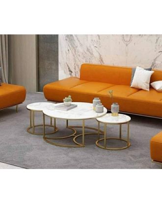 Coffee table set, 3 pieces, Gold - st158