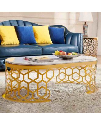 Coffee table, Gold/White - st186
