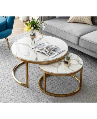 Coffee table set, Gold*White - st3