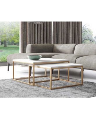 Coffee table set, White/Gold - st78