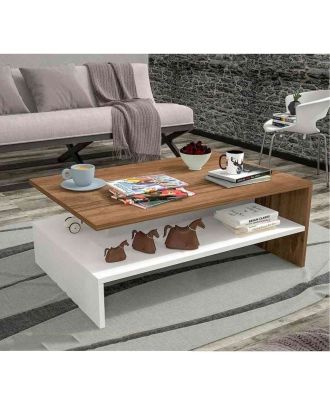 Modern Coffee Table, White/Brown - TART-T24