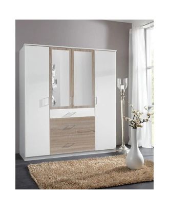 Wardrobe 200*180 cm, white*wooden - WOOD 027