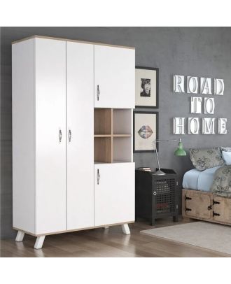 Wardrobe 150 cm, white - WOOD 03
