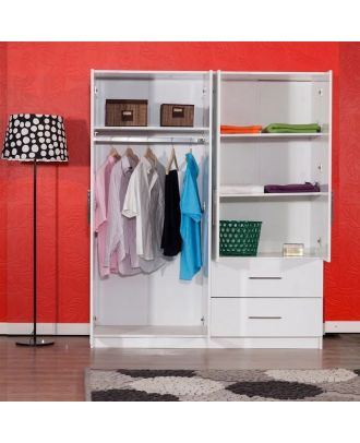 Wardrobe 160 cm, white - WOOD 06