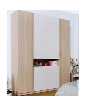 Wardrobe 200*160 cm, white*beige - WOOD 076