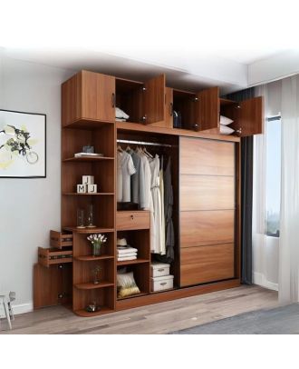 Wardrobe 240*240 cm, brown - WOOD 145