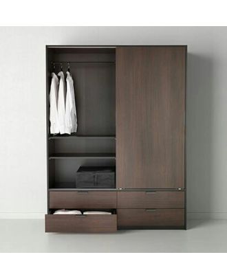 Wardrobe 120 cm, brown - WOOD 42