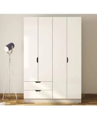 Wardrobe, 160 cm, white - WOOD 58