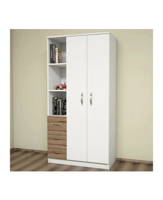Wardrobe 220*120 cm, white*wooden - WOOD 59