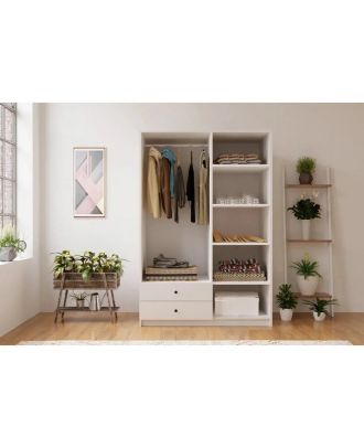 Wardrobe 200*120 cm, white - WOOD 61