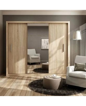 Wardrobe 240 cm, wooden - WOOD 67