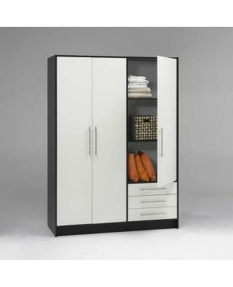 Wardrobe 200*160 cm, white*black - WOOD 86