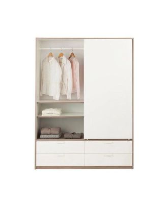 Wardrobe 200*120 cm, white*beige - WOOD 88