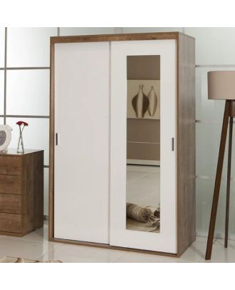 Wardrobe 120 cm, white*brown - WOOD 92